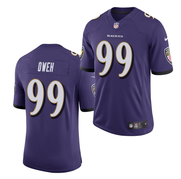 Men's Baltimore Ravens #99 Jayson Oweh Purple NFL 2021 Draft Vapor Untouchable Limited Stitched Jersey